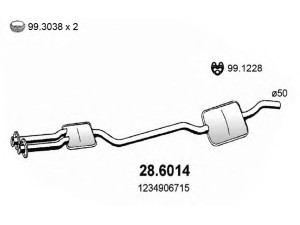 ASSO 28.6014 vidurinis duslintuvas 
 Išmetimo sistema -> Duslintuvas
1234905215, 1234906715