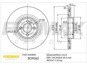 FREMAX BD-9065 stabdžių diskas 
 Dviratė transporto priemonės -> Stabdžių sistema -> Stabdžių diskai / priedai
3411 6 784 371, 3411 6 855 782