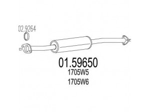 MTS 01.59650 vidurinis duslintuvas 
 Išmetimo sistema -> Duslintuvas
1705W5, 1705W6, 1705W9, 1316621080
