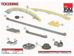 FAI AutoParts TCK193NG pavaros grandinės komplektas 
 Variklis -> Variklio uždegimo laiko reguliavimo kontrolė -> Sinchronizavimo grandinė/įtempiklis/kreiptuvas -> Pavaros grandinės komplektas