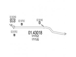 MTS 01.43018 išleidimo kolektorius 
 Išmetimo sistema -> Išmetimo vamzdžiai
1717CZ, 1717JQ, 1717CZ, 1717JQ