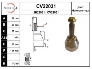 EAI CV22031K jungčių komplektas, kardaninis velenas 
 Ratų pavara -> Sujungimai/komplektas