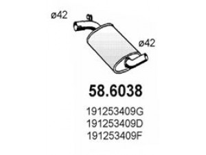 ASSO 58.6038 vidurinis duslintuvas 
 Išmetimo sistema -> Duslintuvas
191253409BB, 191253409D, 191253409E
