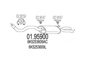 MTS 01.95900 galinis duslintuvas 
 Išmetimo sistema -> Duslintuvas
6K5253609AC, 6K5253609L, 6K5253609AC