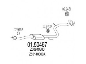 MTS 01.50467 vidurinis duslintuvas 
 Išmetimo sistema -> Duslintuvas
Z50940300, Z50940300B, Z55140300