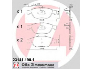 ZIMMERMANN 23141.190.1 stabdžių trinkelių rinkinys, diskinis stabdys 
 Techninės priežiūros dalys -> Papildomas remontas
9948887, 9951226