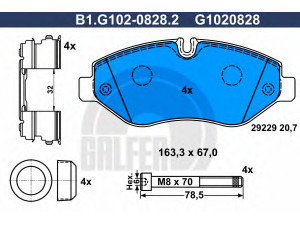 GALFER B1.G102-0828.2 stabdžių trinkelių rinkinys, diskinis stabdys 
 Techninės priežiūros dalys -> Papildomas remontas
42555881