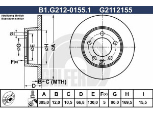 GALFER B1.G212-0155.1 stabdžių diskas 
 Stabdžių sistema -> Diskinis stabdys -> Stabdžių diskas
43206-00QAA, 44 03 045, 9111045