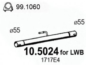 ASSO 10.5024 išleidimo kolektorius 
 Išmetimo sistema -> Išmetimo vamzdžiai
1717E4, 1717E5, 9569762380, 1717E4