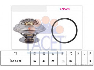 FACET 7.8333 termostatas, aušinimo skystis 
 Aušinimo sistema -> Termostatas/tarpiklis -> Thermostat
4778975, K04778975, 7 072 643, V94DD-8575-AA