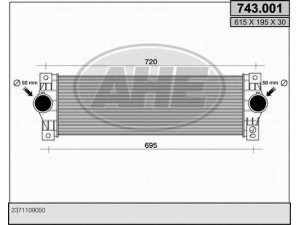AHE 743.001 tarpinis suslėgto oro aušintuvas, kompresorius 
 Variklis -> Oro tiekimas -> Įkrovos agregatas (turbo/superįkrova) -> Tarpinis suslėgto oro aušintuvas
2371109050