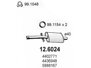 ASSO 12.6024 vidurinis duslintuvas 
 Išmetimo sistema -> Duslintuvas
4402771, 4436948, 5888167, 5934523