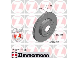 ZIMMERMANN 230.2378.20 stabdžių diskas 
 Stabdžių sistema -> Diskinis stabdys -> Stabdžių diskas
71742850, 71750162, 55311-79J01