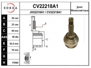 EAI CV22218A1K jungčių komplektas, kardaninis velenas 
 Ratų pavara -> Sujungimai/komplektas