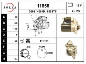 EAI 11856 starteris 
 Elektros įranga -> Starterio sistema -> Starteris
M0T45071, M2T13081, 5802Q7, 5802Q9