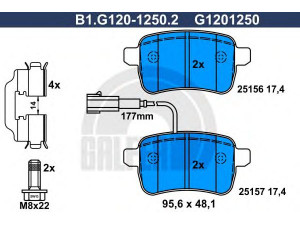 GALFER B1.G120-1250.2 stabdžių trinkelių rinkinys, diskinis stabdys 
 Techninės priežiūros dalys -> Papildomas remontas
77365357