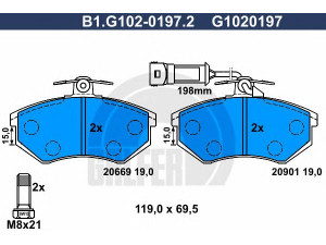 GALFER B1.G102-0197.2 stabdžių trinkelių rinkinys, diskinis stabdys 
 Techninės priežiūros dalys -> Papildomas remontas
443 698 151 A, 443 698 151 C, 443 698 151 D