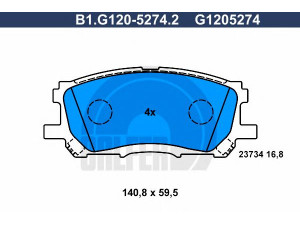 GALFER B1.G120-5274.2 stabdžių trinkelių rinkinys, diskinis stabdys 
 Techninės priežiūros dalys -> Papildomas remontas
04465-0W070, 04465-48080