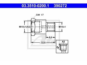 ATE 03.3510-0200.1 adapteris, stabdžių žarnelė