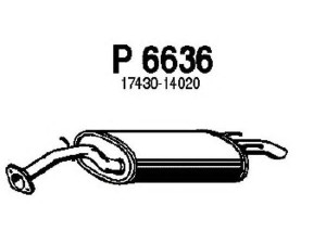 FENNO P6636 galinis duslintuvas 
 Išmetimo sistema -> Duslintuvas
17430-14020, 17430-14080, 17430-14260