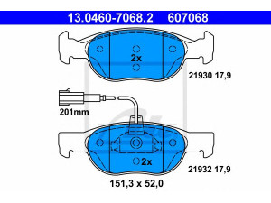 ATE 13.0460-7068.2 stabdžių trinkelių rinkinys, diskinis stabdys 
 Techninės priežiūros dalys -> Papildomas remontas