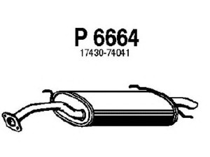 FENNO P6664 galinis duslintuvas 
 Išmetimo sistema -> Duslintuvas
17430-63030, 17430-74011, 17430-74032
