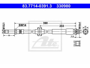 ATE 83.7714-0391.3 stabdžių žarnelė 
 Stabdžių sistema -> Stabdžių žarnelės
1361292, 1405497, 3M51-2282-GC