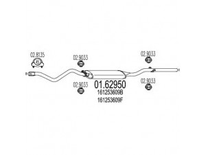 MTS 01.62950 galinis duslintuvas 
 Išmetimo sistema -> Duslintuvas
161253609B, 161253609D, 161253609F