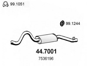 ASSO 44.7001 galinis duslintuvas 
 Išmetimo sistema -> Duslintuvas
5466180, 7349176, 7536196, 8822181