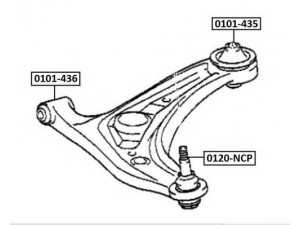 ASVA 0101-436 valdymo svirties/išilginių svirčių įvorė 
 Ašies montavimas/vairavimo mechanizmas/ratai -> Valdymo svirtis/pasukamosios svirties sujungimas -> Montavimas/sutvirtinimas
48654-17031, 48068-19176, 48068-59065