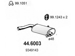 ASSO 44.6003 vidurinis duslintuvas 
 Išmetimo sistema -> Duslintuvas
5466198, 7349134, 8819690, 8822272
