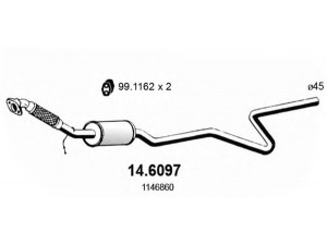 ASSO 14.6097 vidurinis duslintuvas 
 Išmetimo sistema -> Duslintuvas
1140451, 1146860, 1201466, 1356024
