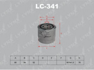 LYNXauto LC-341 alyvos filtras 
 Filtrai -> Alyvos filtras
15400-PCX-004, ZA8-94456-741-2