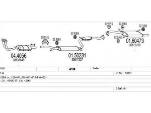 MTS C390141002304 išmetimo sistema 
 Išmetimo sistema -> Išmetimo sistema, visa