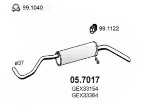 ASSO 05.7017 galinis duslintuvas 
 Išmetimo sistema -> Duslintuvas
GEX33154, GEX33258, GEX33364