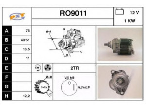 SNRA RO9011 starteris 
 Elektros įranga -> Starterio sistema -> Starteris
31200P44G01, 31200P45G01, 31200P45S010