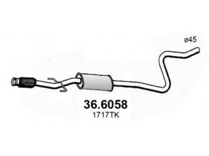 ASSO 36.6058 vidurinis duslintuvas 
 Išmetimo sistema -> Duslintuvas
1717GR, 1717JR, 1717QK, 1717TK