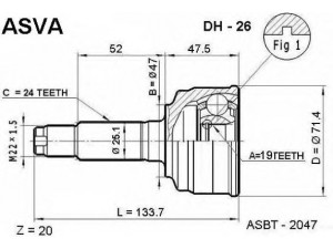 ASVA DH-26 jungčių komplektas, kardaninis velenas 
 Ratų pavara -> Sujungimai/komplektas
43410-97406, 43410-97407, 43420-97404