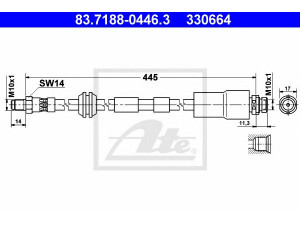 ATE 83.7188-0446.3 stabdžių žarnelė 
 Stabdžių sistema -> Stabdžių žarnelės
1114757, 1116868, 1121633, 1126960