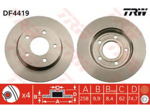 TRW DF4419 stabdžių diskas 
 Stabdžių sistema -> Diskinis stabdys -> Stabdžių diskas
BP4Y26251A, BP4Y26251B, BP4Y26251C