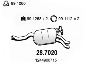 ASSO 28.7020 galinis duslintuvas 
 Išmetimo sistema -> Duslintuvas
1244900715, 1244918701