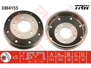TRW DB4155 stabdžių būgnas 
 Stabdžių sistema -> Būgninis stabdys -> Stabdžių būgnas
6314230001