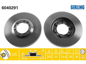GIRLING 6040291 stabdžių diskas 
 Stabdžių sistema -> Diskinis stabdys -> Stabdžių diskas
8943754163, 8943754164, 8943755333