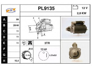 SNRA PL9135 starteris
S1317, S1373, S1374, 2873006T