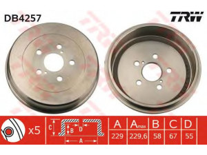 TRW DB4257 stabdžių būgnas 
 Stabdžių sistema -> Būgninis stabdys -> Stabdžių būgnas
4243105020