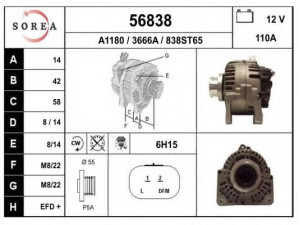 EAI 56838 kintamosios srovės generatorius 
 Elektros įranga -> Kint. sr. generatorius/dalys -> Kintamosios srovės generatorius
8200100907