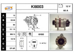 SNRA KI8003 kintamosios srovės generatorius 
 Elektros įranga -> Kint. sr. generatorius/dalys -> Kintamosios srovės generatorius
373002W000