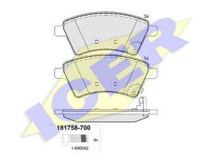 ICER 181758 stabdžių trinkelių rinkinys, diskinis stabdys 
 Techninės priežiūros dalys -> Papildomas remontas
7 174 285 3, 55810-79J00