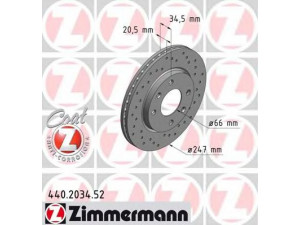 ZIMMERMANN 440.2034.52 stabdžių diskas 
 Dviratė transporto priemonės -> Stabdžių sistema -> Stabdžių diskai / priedai
4246.94, 4246.A7, 4249.96, 95 661 747