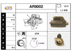 SNRA AR9002 starteris 
 Elektros įranga -> Starterio sistema -> Starteris
116460503000, 605219940, 605553890